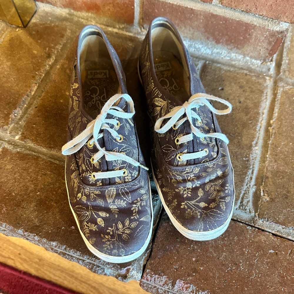 Keds + Rifle Paper Co. Women's Sneakers - Brown with Gold Floral